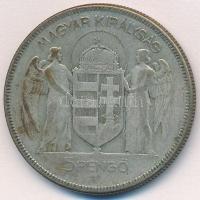 1930. 5P Ag "Horthy jobbra" T:3- patina Adamo P8