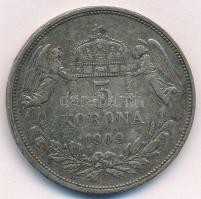 1909KB 5K Ag "Ferenc József" T:2- kis ph. patina Adamo K7