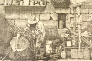 Rékassy Csaba (1937-1989): Daidalosz és Ikarosz. Rézkarc XII/XV (P.H.), papír, jelzett (utólag), üve...