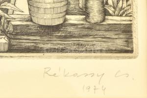 Rékassy Csaba (1937-1989): Ariadné és Daidalosz. Rézkarc XII/XV (P.H.), papír, jelzett (utólag), üve...