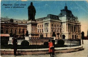 1918 Nagyvárad, Oradea; Szent László szobor a városházával, Takarékpénztár / statue, town hall, savings bank (kopott sarkak / worn corners)