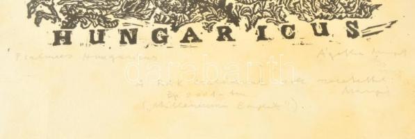 Ágotha Margit (1938-2015 ): Psalmus Hungaricus. Fametszet, papír, jelzett, üvegezett keretben, 43×32...