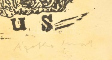 Ágotha Margit (1938-2015 ): Psalmus Hungaricus. Fametszet, papír, jelzett, üvegezett keretben, 43×32...