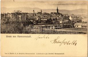 1905 Nagyszeben, Hermannstadt, Sibiu; látkép templomokkal. Lichtdruck v. Jos. Drotleff. Verlag G. A. Seraphin / general view with churches (EK)