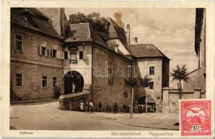 1916 Nagyszeben, Hermannstadt, Sibiu; Rathaus / Városháza. Druck v. Jos. Drotleff. Verl. Emil Fischer / town hall (Rb)