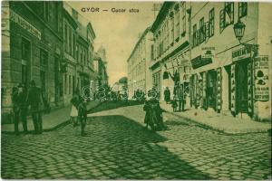 1923 Győr, Cucor (Czuczor) utca, Új magyarszabó, Klockner Mátyás kalapos és Röszler Károly üzlete