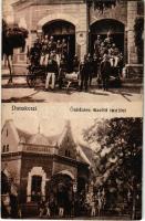 1923 Dunakeszi, Önkéntes Tűzoltó Testület, tűzoltók locsolókocsikkal, községháza