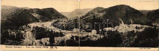 1912 Nadrág, vasgyár. Rusz Árpád kiadása, kinyitható panorámalap / iron works, factory view. folding panoramacard (hajtásnál kicsit szakadt / small tear at fold)