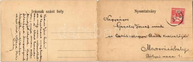 1912 Nadrág, vasgyár. Rusz Árpád kiadása, kinyitható panorámalap / iron works, factory view. folding...