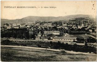 Marosludas, Ludosul de Mures, Ludus; látkép templomokkal. Kiadja Glück J. / general view with churches (fa)