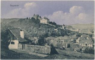 Segesvár, Schässburg, Sighisoara; Evangélikus vártemplom és gimnázium. Kiadja Teutsch F. / Ev. Kirche (Bergkirche) u. Gymnasium / Lutheran fortified church and high school (ázott sarkak / wet corners)