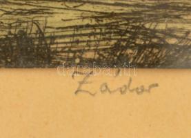 Paulovits Pál (1892-1975): Eső után. Színezett rézkarc (körbevágva), papír, jelzett (utólagosan Zádo...