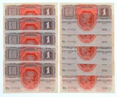 1916. 1K (10x) mind "DEUTSCHÖSTERREICH" felülbélyegzéssel, sorszámkövetők T:I / 
Hungary ...