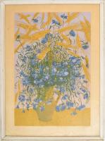 Olvashatatlan jelzéssel: Mezei virágok. Monotípia, papír, üvegezett keretben, 60×40 cm