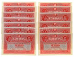 1917. 2K (13x) mind "DEUTSCHÖSTERREICH" felülbélyegzéssel, sorszámkövetők T:I,I- / 
Hunga...