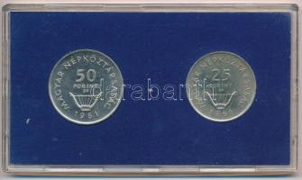 1961. 25Ft Ag + 50Ft Ag "Liszt" pár kék plasztik tokban T:1 Adamo EM7, EM8