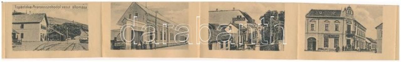 Topánfalva, Campeni; leporello 10 képpel, köztük szálloda, Csiky Testvérek üzlete, Aranyosszohodol v...