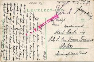 1916 Arad, Pályaudvar, Vasútállomás. Kiadja Mandl Ignác / Bahnhof / railway station (fl)