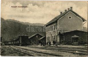 1917 Parajd, Praid; vasútállomás és vonat. Kiadja Raab Lajos / railway station with train + Tábori Postahivatal 648