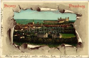 1901 Pozsony, Pressburg, Bratislava; látkép a várral / general view with castle. G. Rüger & Co. No. 9502. Art Nouveau, litho