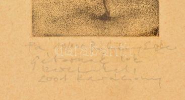 Rékassy Eszter (1966-): Fa. Rézkarc, papír, jelzett, üvegezett keretben, 7,5×6 cm