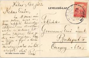 1912 Kálnó, Kalinovo; Fő utca, templom, gémeskút. Gandl Józsefné kiadása / main street, church, well...