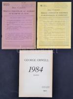 George Orwell: 1984. Társadalmi valóság - nemzeti önismeret. Kézirat, belső használatra. Bp., 1989, BME GK Münnich Ferenc Kollégium. Kiadói papírkötés.  Szamizdat.+Barométer Kiskönyvtár 2 kötete:  Dale Carnegie: Hogyan szerezzünk barátokat és befolyásoljuk az embereket.+Hogyan fejezzük be az aggódást és kezdjünk el élni. hn., én., Barométer Kiskönyvtár. Kiadói papírkötés.