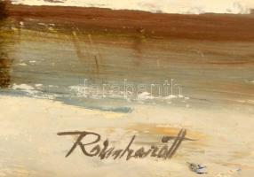 Reinhardt István (1936-): Tél. Olaj, farost (festék hibával), jelzett, keretben, 30×40 cm