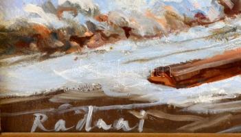 Radnai József (1958-): Befagyott folyó. Olaj, farost, jelzett, 30×40 cm