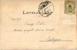 1907 Gnézda, Gnazdy, Hniezdne; templom, Matirkó József üzlete és saját kiadása / Josef Matirkó shop,...