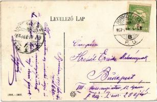 1907 Tátra, Vysoké Tatry; téli sport, bobsleigh vontatás lovasszánnal / winter sport, horse sled tow...