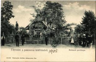 1905 Pancsova, Pancevo; Kiállítás, halászok pavilonja. Népkonyha kiadása / Exhibition, fishermens pavilion