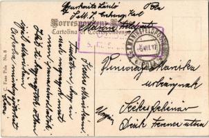 1917 Pola, Pula; Siana / Sijana + "K.u.K. Marinefeldpostamt" + "Zensuriert S.M.S. Erz...