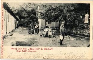 1901 Pinkafő, Pinkafeld; Franz Posch étterme / Gruss aus dem Eisgrübl, Franz Posch Restauration / restaurant