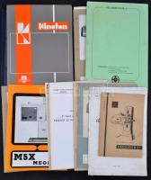 cca 1965-1989 Vegyes mozigépészeti nyomtatványok tétele, nagyrészt magyar, részben német nyelven, kb. 15 db.