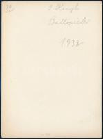 1932 Kinszki Imre (1901-1945) budapesti fotóművész hagyatékából, aláírt, vintage fotóművészeti alkot...