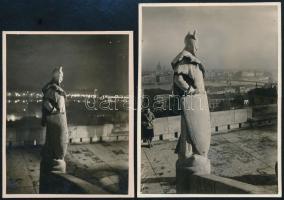 cca 1930 Kinszki Imre (1901-1945) budapesti fotóművész hagyatékából, 2 db jelzés nélküli, de a szerző által datált, vintage fotó (Őrt áll éjjel, nappal, ezek a szerző 790. és 823. felvételei), 7,5x6 cm és 8,6x6,4 cm