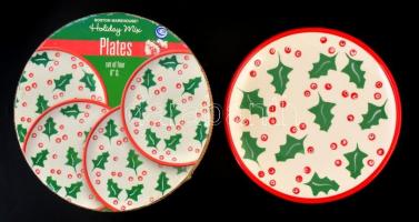 Boston Warehouse Holiday Mix tányér készlet, kézzel festett, jelzett, saját díszdobozban, d: 21 cm