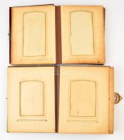 2 db hiányos díszítésű, századfordulós fotóalbum vizitkártyáknak