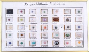 cca 1970 Edelsteinkundliches Taschenbuch Német nyelvű drágakőismertető füzet, végen 35 db apró drágakő szemléltető