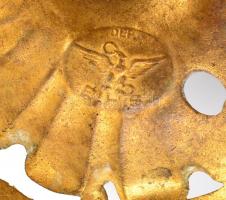 Díszes réz asztali hamutartó szivartartóval. Jelzett. DHS. 14 cm