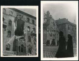 1956 2 db fotó a forradalomban romossá vált Budapestről 9x12 cm, 9x15 cm