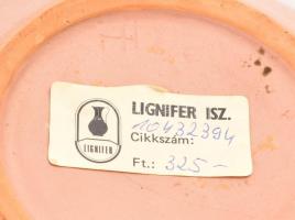 Iparművészeti Lignifer kerámia kaspó, jelzett, apró kopásokkal, d: 20,5 cm