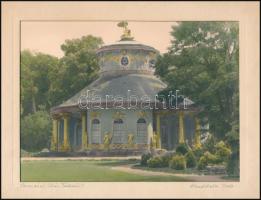 cca 1930 Kézzel színezett vintage épületfotó, feliratozva, 17x23 cm