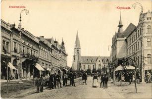 Kaposvár, Erzsébet utca, piaci árusok, üzletek. Kiadja Hagelmann Károly