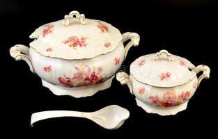 Zsolnay hiányos 12 személyes készlet, egyik tál repedt, jelzett, kopott, összesen: 50 db