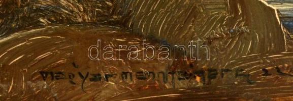 Magyar Mannheimer Gusztáv (1859-1937): Viharfelhők a partnál. Olaj, karton, jelzett, 44×55 cm