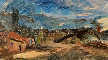 Magyar Mannheimer Gusztáv (1859-1937): Viharfelhők a partnál. Olaj, karton, jelzett, 44×55 cm