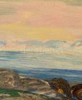 Magyar Mannheimer Gusztáv (1859-1937): Viharfelhők a partnál. Olaj, karton, jelzett, 44×55 cm