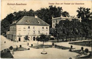 Rogaska Slatina, Rohitsch-Sauerbrunn; Triester Haus mit Postamt und Grazerheim, Apotheke / hotels and post office and pharmacy